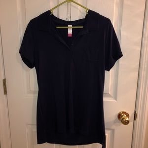6/$10 No Boundaries Navy Blue Button Blouse (Polo)